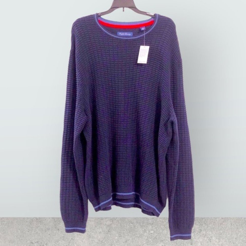 English Laundry Waffle Knit Crewneck Sweater Navy, Big & Tall Size XXL New w/Tag